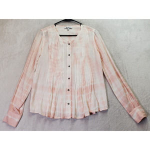 William Rast Shirt Womens Size XS Multi Tie Dye Pleated Long Sleeve Button Front